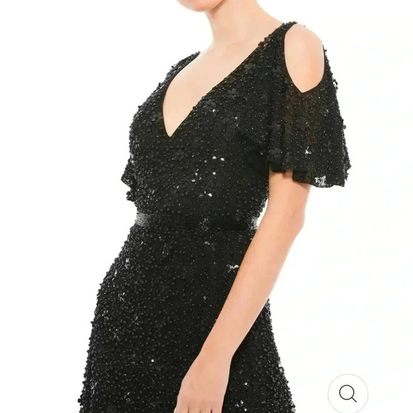 NWT Mac Duggal Cold Shoulder Sequins Dress - Picture 3 of 8
